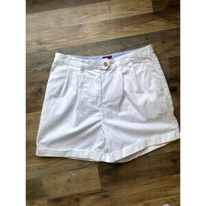 Vintage 90's Tommy Hilfiger Womens White Chino High Waisted Pleated Shorts Sz 14